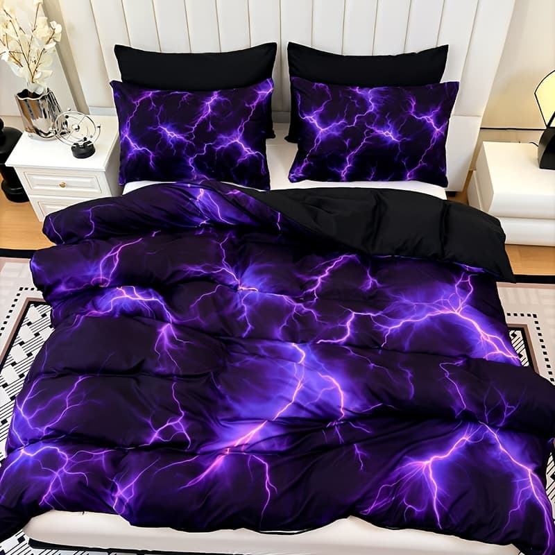 TEMU 3pcs Fashion Line Duvet Cover Set (1 Duvet Cover +2 Pillowcase Without Pillow Core), Residential Quarters High Definition Printing