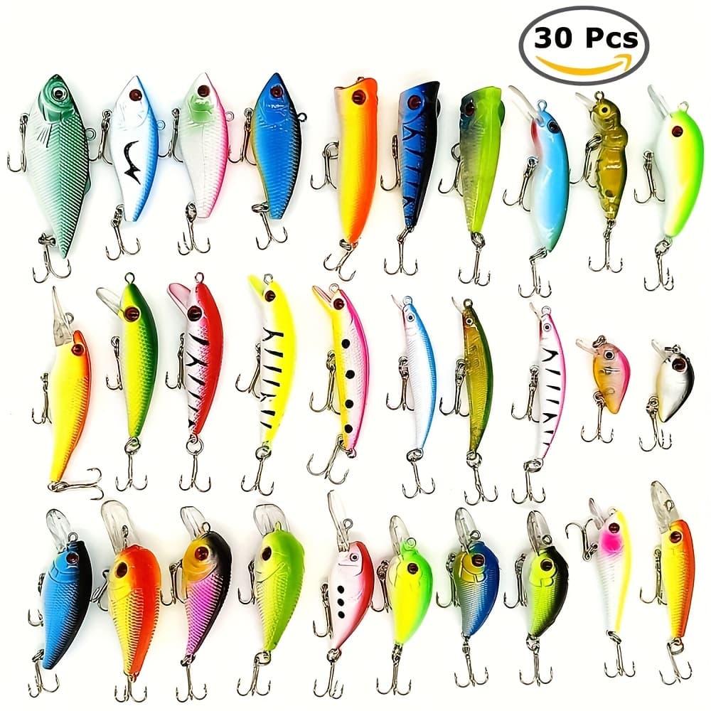 TEMU 30pcs Topwater Mini Fishing Lures With Hooks, Bass Bait Trout Lures Crankbaits Fishing Bait Kit