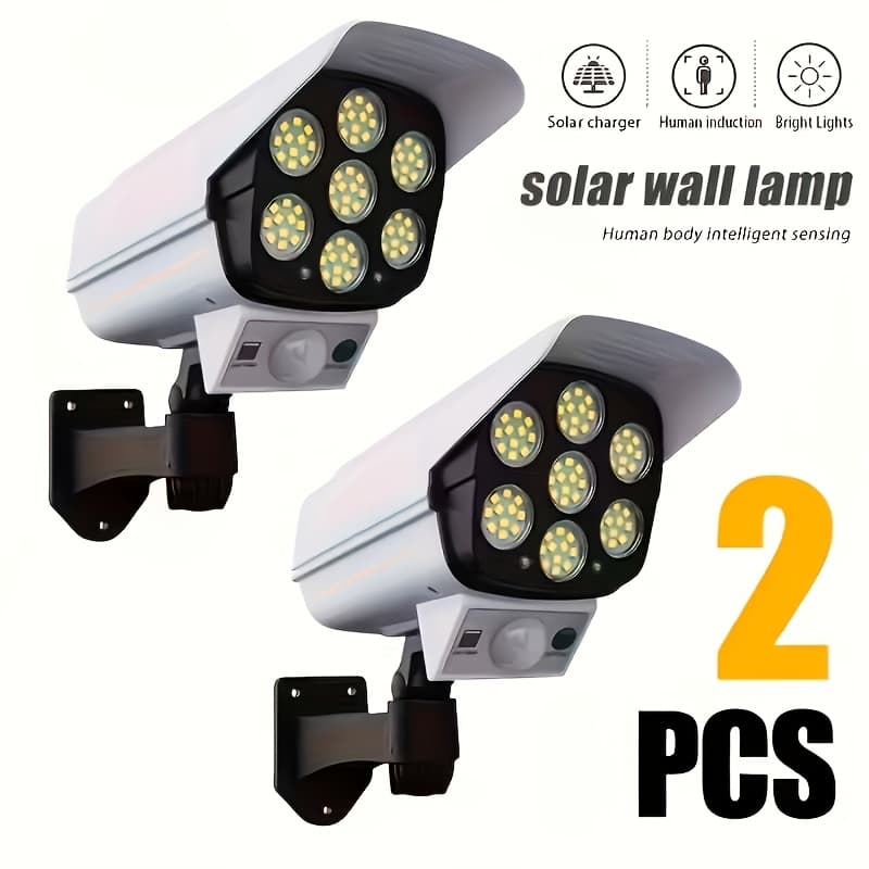 TEMU 2/6pcs Outdoor Solar Powered Sports Activation Lights, With 77 Leds And 2000 , Designed As Wireless Fake Camera Safety Lights, Suitable For Gardens, , And , Garages