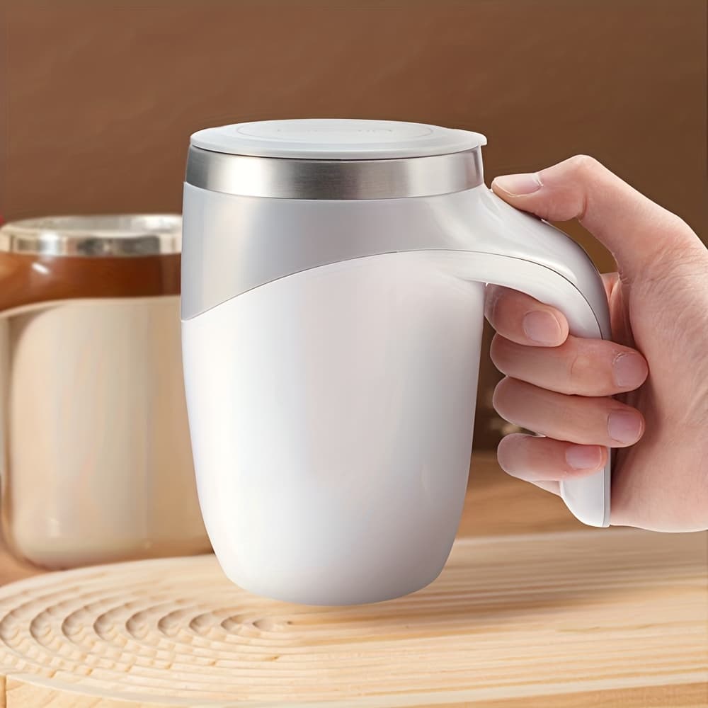 TEMU Self-stirring Insulated Coffee Cup With Lid - Rotating Mug, Vacuum For Hot/cold Drinks, Camping, Office & Gifts, No Battery Required, (compatible With Coffee, Tea, Smoothies)