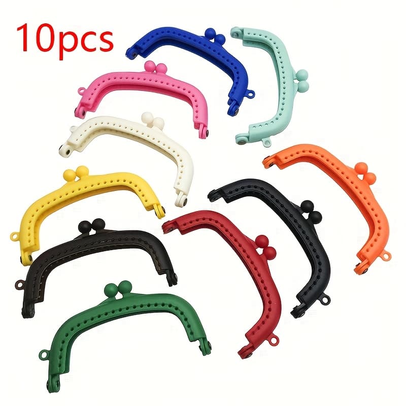 TEMU 10-pack Macaron Lock Bag Clips, Polyester Fiber Tote Bag Frame, Metal Bag Parts For Tote Bag Wallet Making, Wallet Making, Diy Wallet Making