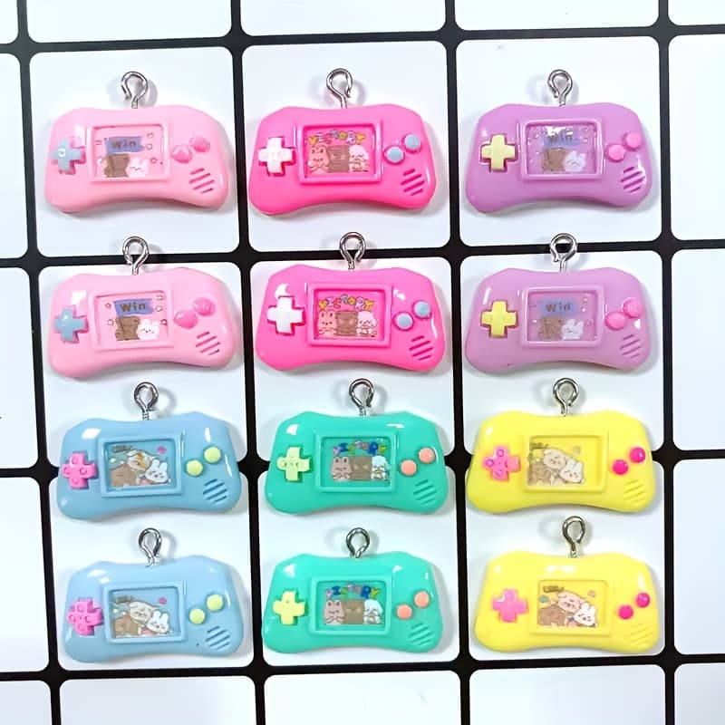 TEMU 12pcs Mini Game Pad Controller Resin Charms Cute Funny Cartoon Handle Pendant For Earring Keychain Crafts Jewelry Making