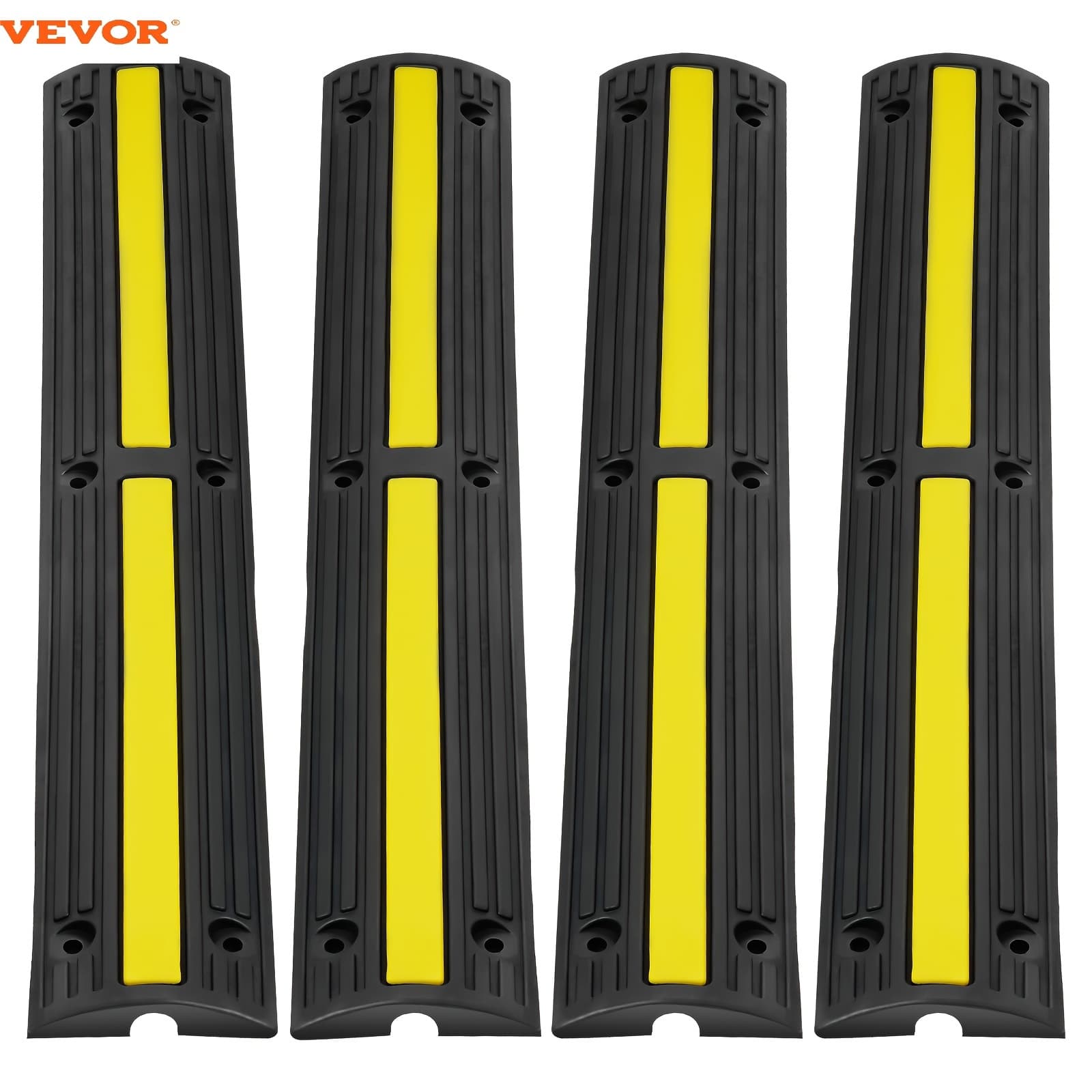TEMU 3.28 Ft Cable Protector Ramp, 4 Pack Of 1 Channel, 18000 Lbs/axle Capacity Heavy Duty Rubber Speed , Floor Cord Cable Protector Wire Cover, For Residential Areas, Private Garages, Gardens