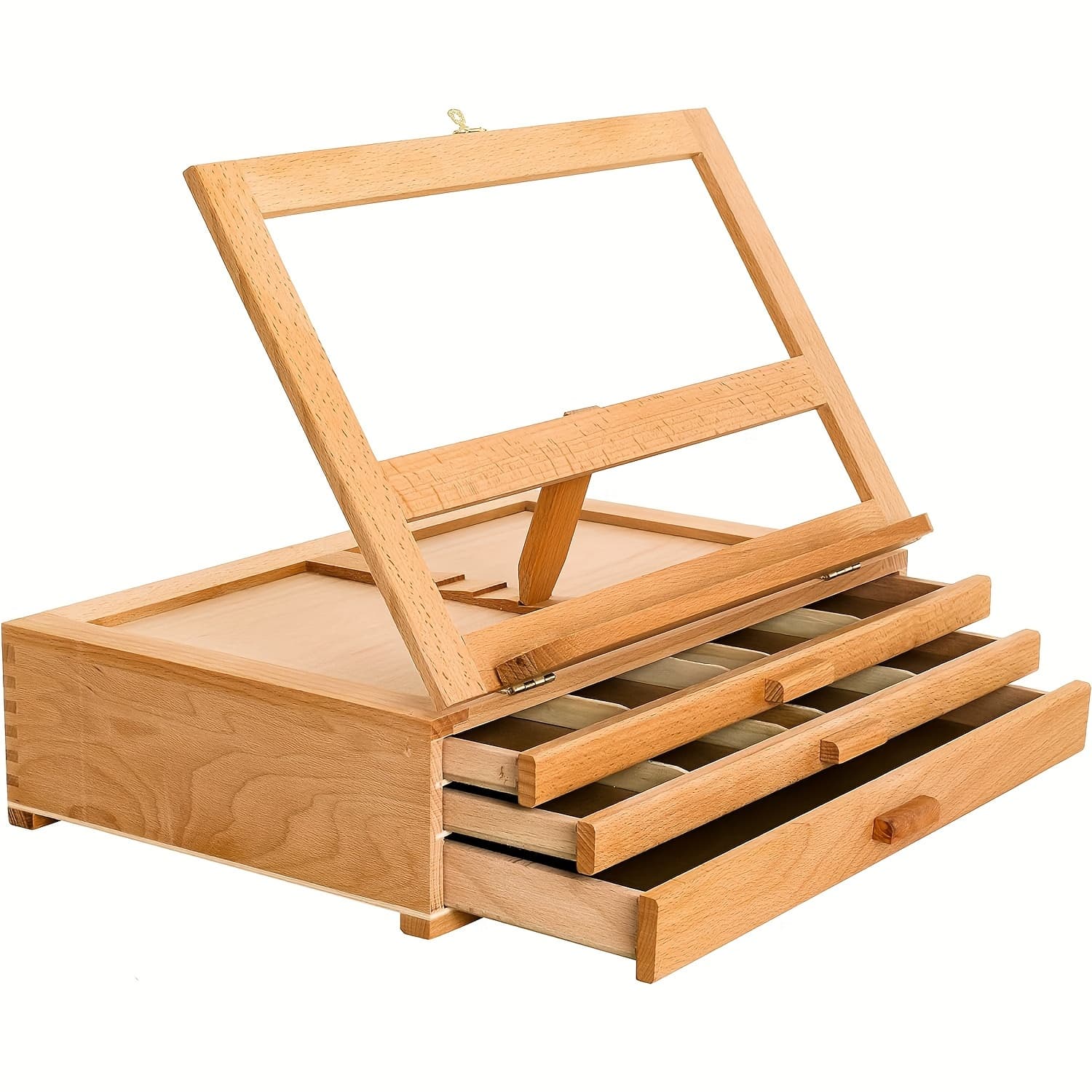 TEMU Adjustable 3-drawer Easel & Storage Box - Portable Wooden Artist Desktop Organizer With Book Stand, Ideal For Art Supplies & Books, Adjustable Easel Stand|aesthetic Organizer| Construction