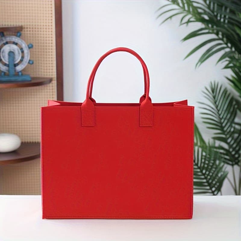 TEMU Solid Color Felt Satchel Bag, Versatile Commuter Daily Use Bag For Women, Large Capacity Storage Handbag