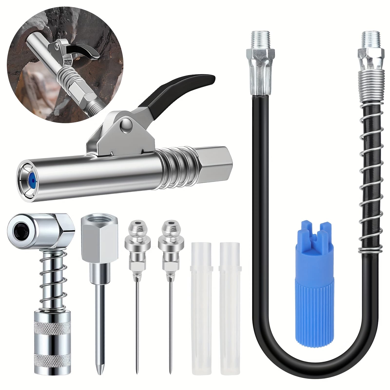 TEMU 7pcs Grease Accessory Kit - Complete Fitting Connection Kit, Lubrication Grease Fitting Adapters For Automotive Marine Industrial Agricultural Machinery Home Garage