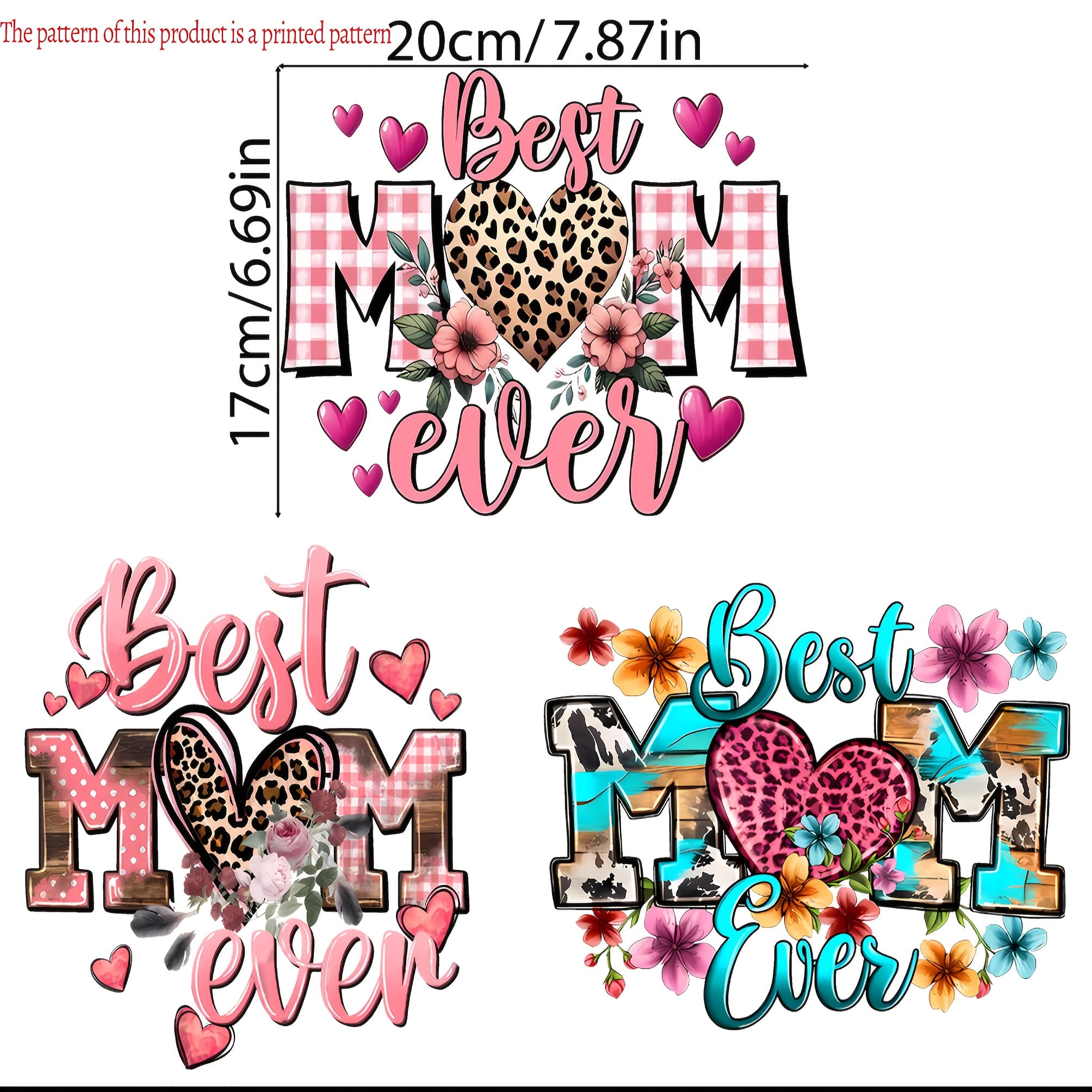TEMU 3pcs Vintage Gifts For Mothers Washable Iron-on Heat Transfer Stickers, 2d Printed Heat Pressed Decals Heat Transfer Printing Heat Transfer Film For T- Jeans Backpack