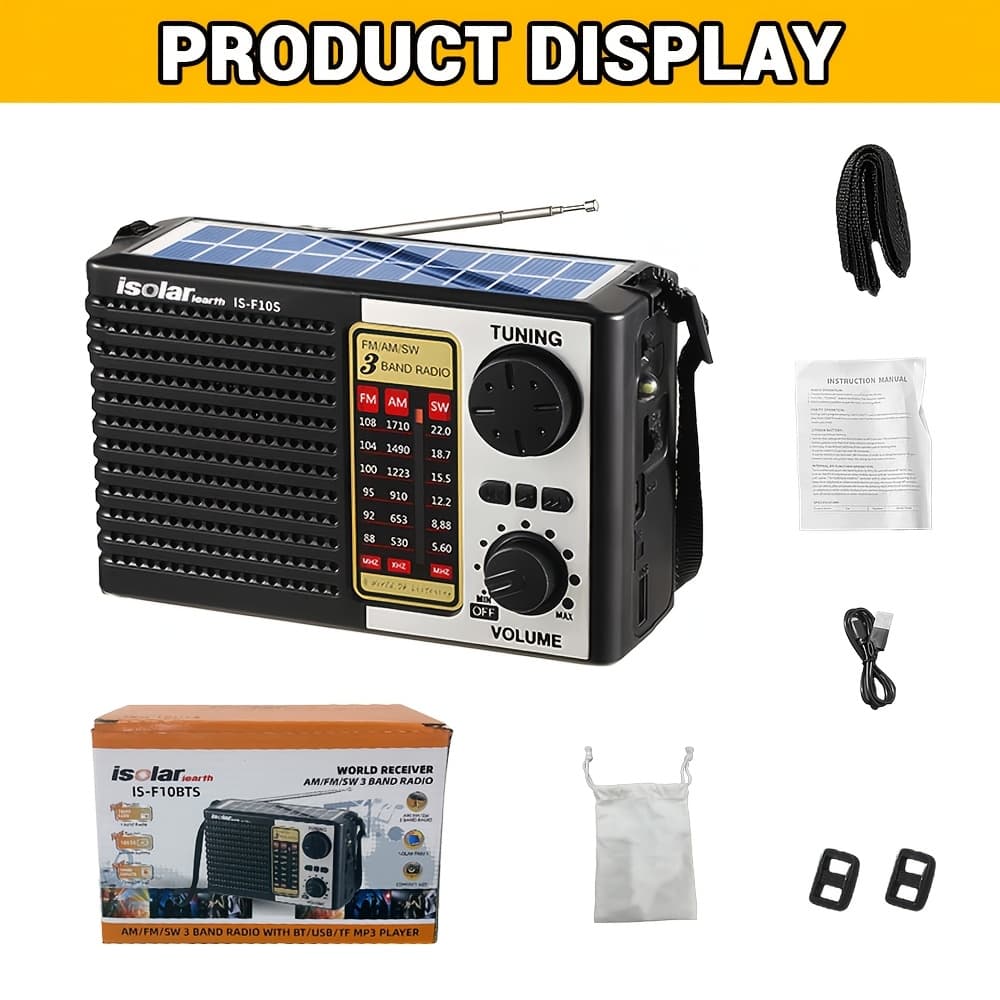 TEMU -powered Portable Radio, Vintage Style Led Display, 36v Max Voltage, Mp3 Player, Fm/am/sw Radio, Long-lasting , Ideal For And Emergency Use, Colours (black Or Green) Dispatched At Random