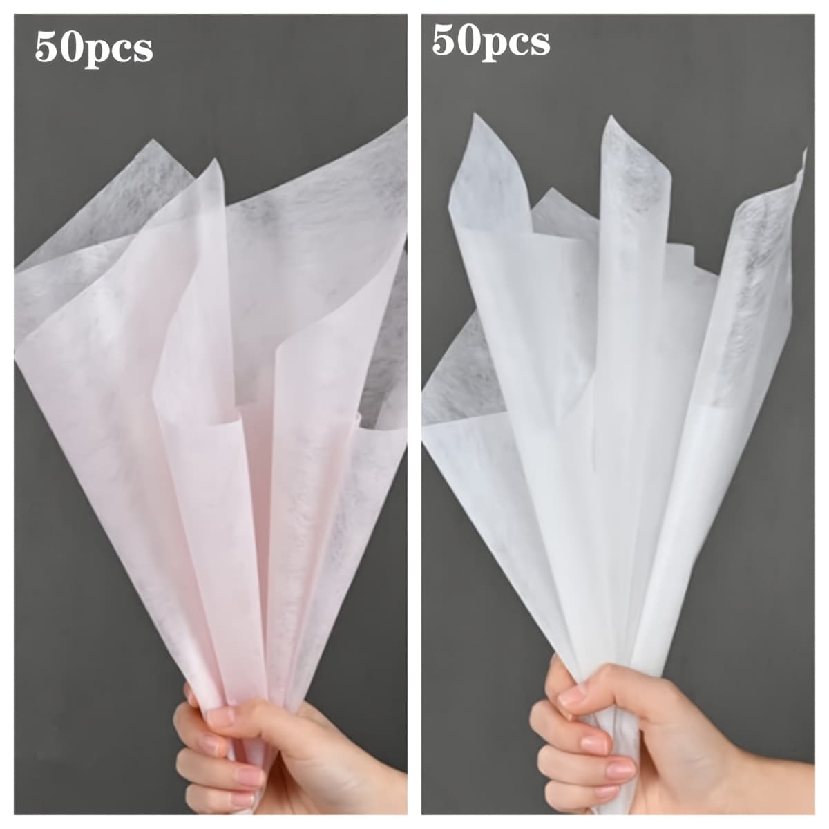 TEMU 100 Sheets (50 White + 50 Pink) Floral Wrapping Paper, Milk Small Bouquet Wrapping Material, Fresh Flower Lining Milk, Fresh And Flower Wrapping Paper, Gift Wrapping Paper