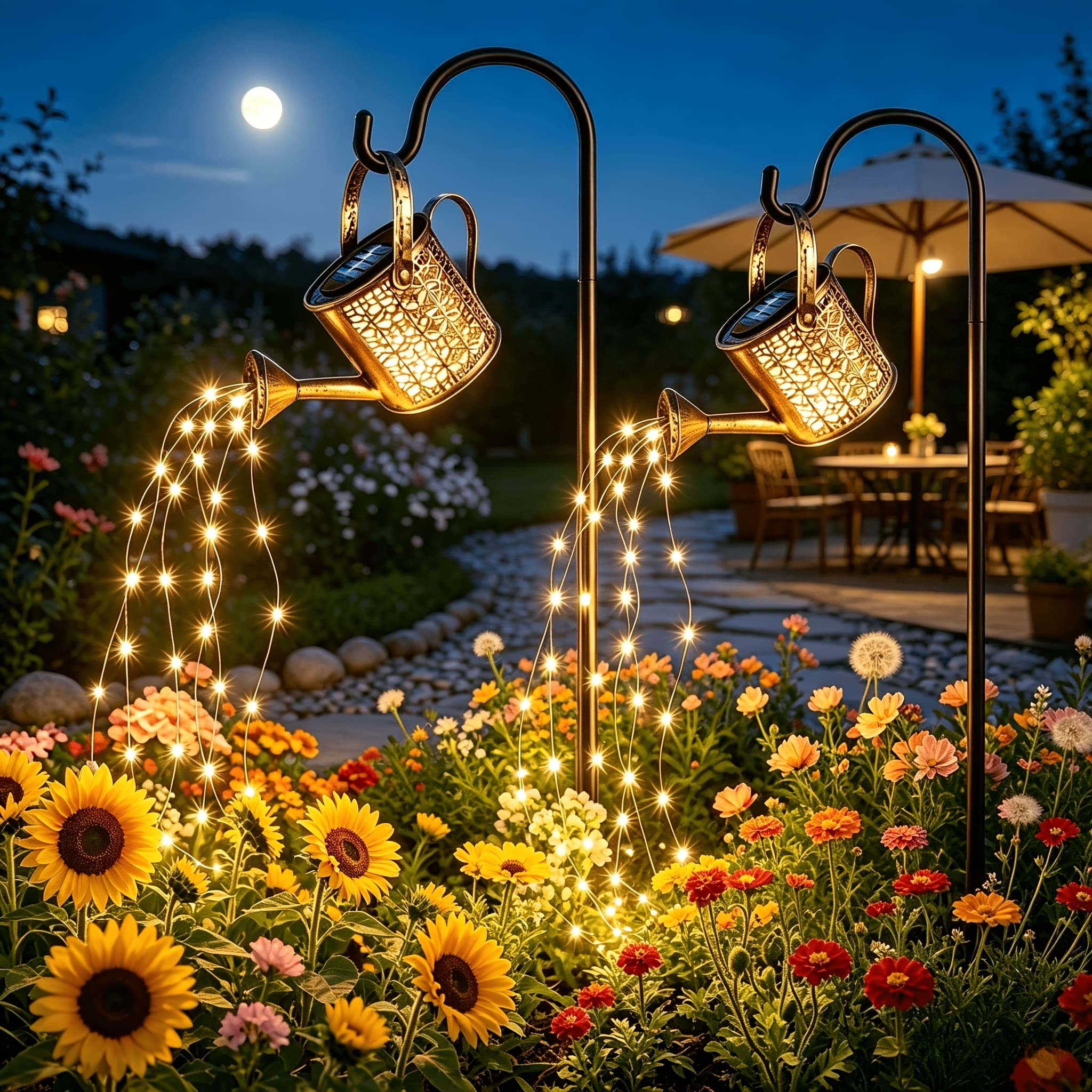 TEMU 2pcs Solar Watering Can With Lights, Outdoor Decorations With Hanging Solar Garden Lights With Bracket Ip65 Waterproof Watering Can Landscape Light For Patio Gardening Pathway 36led