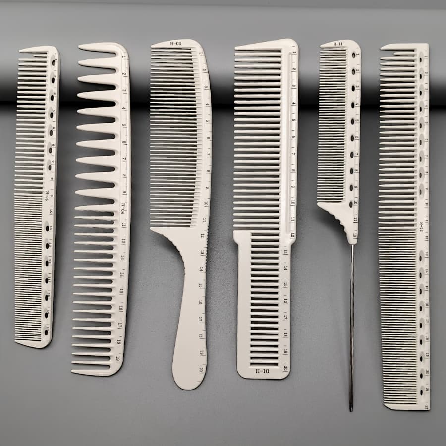 TEMU White Scale Comb And Hair Clipper Set Of 6