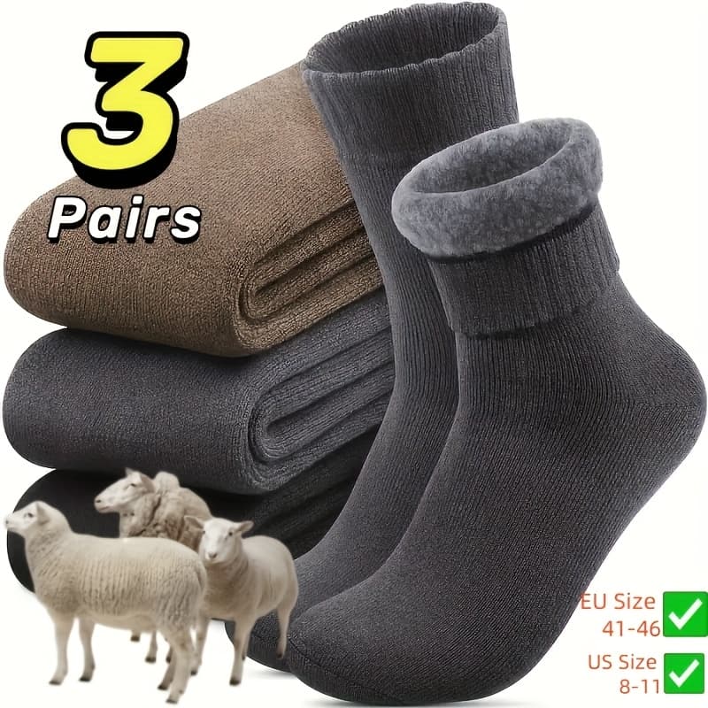 TEMU 3 Pairs/5 Pairs Of Winter Thickened Snowman Socks, Soft Warm Socks, Outdoor And Entertainment, Valentine's Day Gifts For Husband, Father, Boyfriend, Us Size 9-11