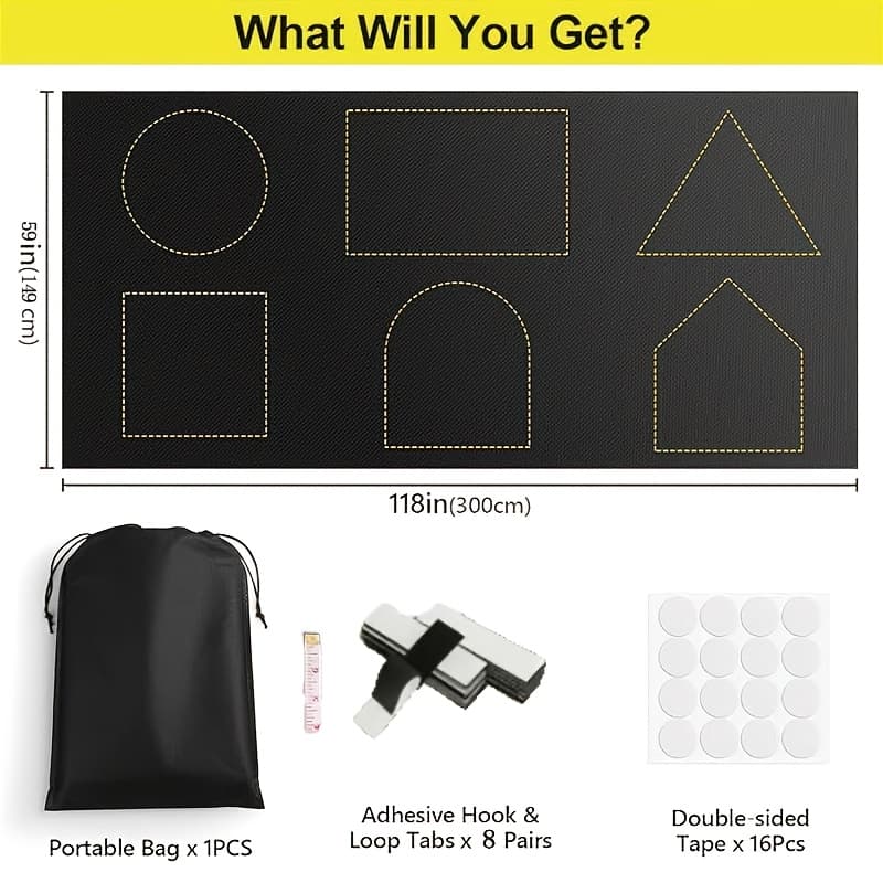 TEMU 100% Blackout Portable Shades | Thermal Protection Window Shades 118 "x59" And Remove For Bedrooms And Dorm Rooms, Windows And More.