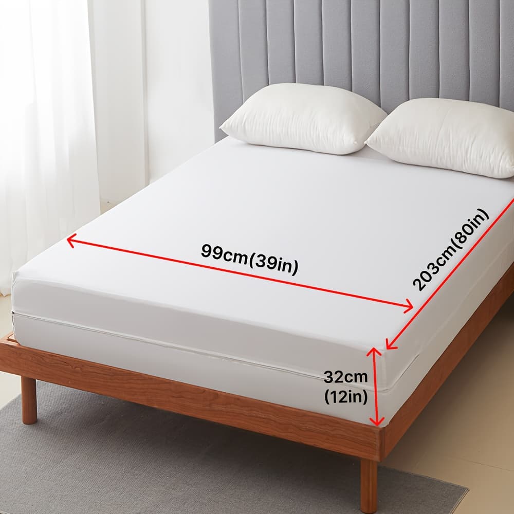 TEMU 1pc 6-sides Fully Enclosed Mattress Cover With Zipper Mattress Protector Pocket Fitted Sheet For Double Bed, Twin, Full, Queen, /grey