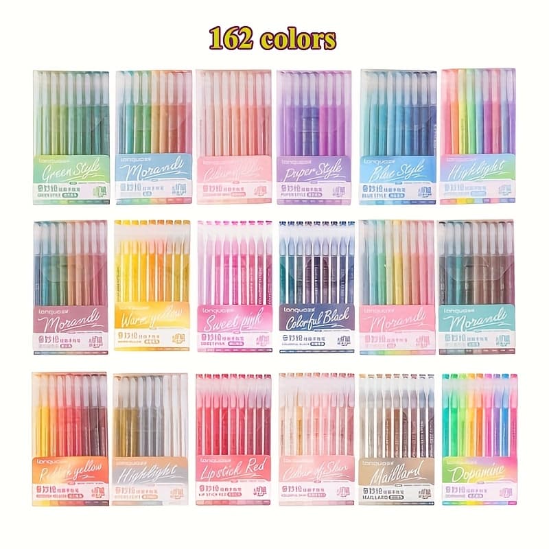 TEMU 162 Colors Morandi Gel Pen Handbook Pen 0.5mm Students Writing Pen Painting Drawing Art Markers Stationery School Supplies