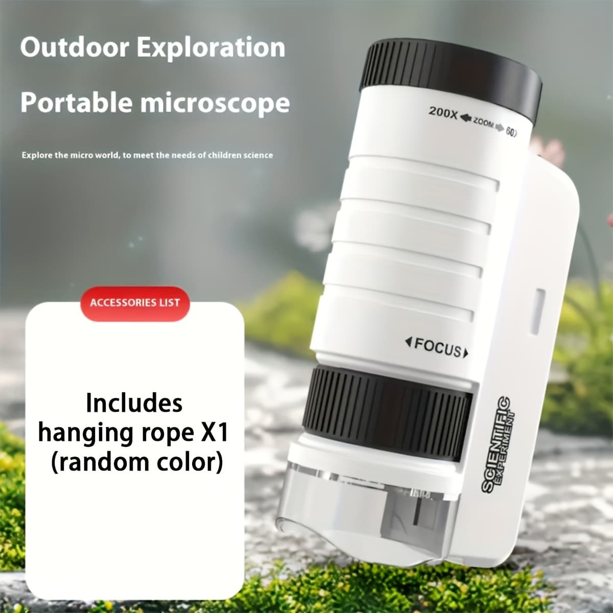TEMU Kids Portable Microscope, 60x-200x Zoom, Led Light, Great For Outdoor Exploration & , Birthday Gift For , Educational Toys Clearance, Halloween Gifts, Back-to-school