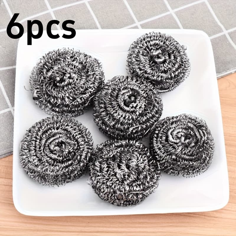 TEMU 6-pack Sponge-scratch-resistant Heavy Duty Cleaning Pad For Kitchen And Commercial Use-metal Brush Suitable For Pots, Pans And Dishes