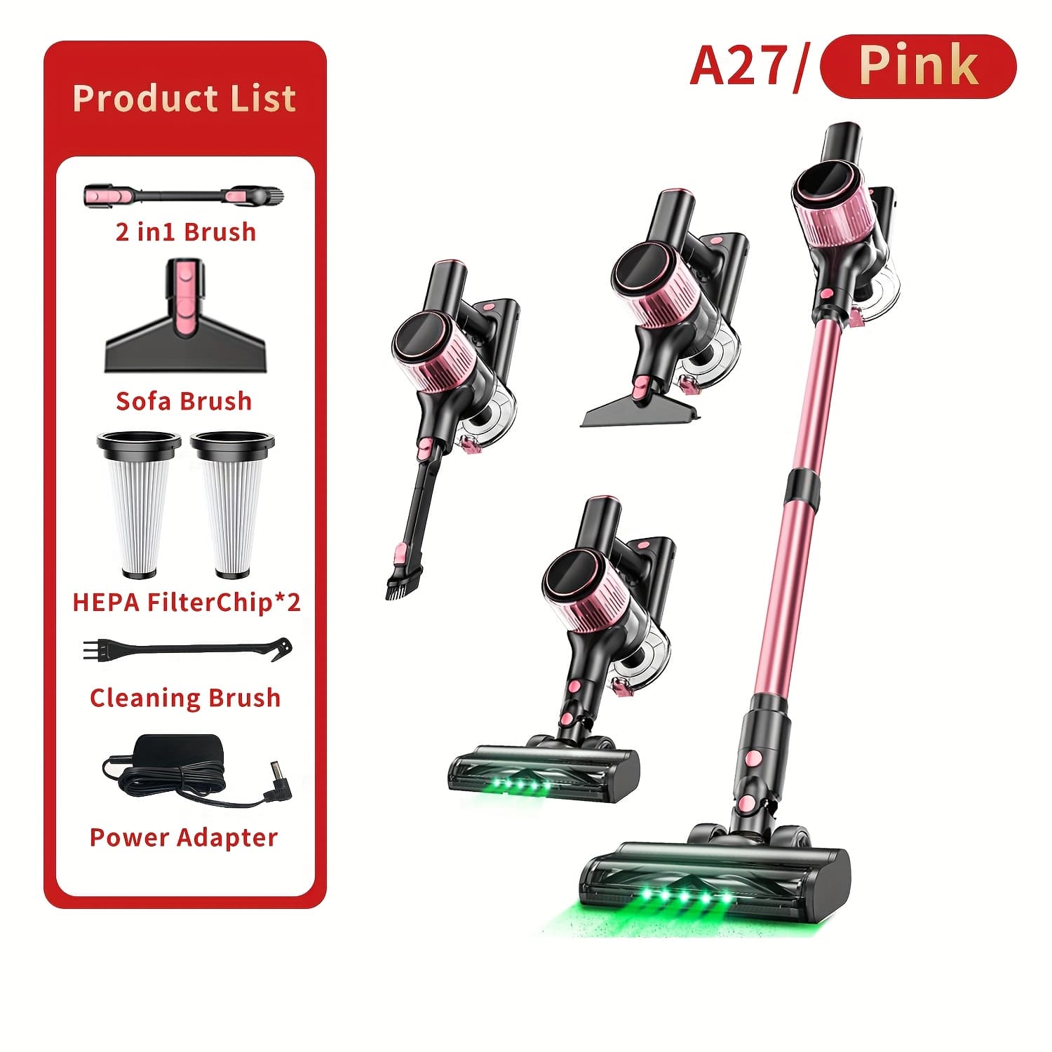 TEMU Cordless Vacuum Cleaner, Powerful Suction Stick Vacuum With Led Display, 3 Suction, Anti- & 1.5l Dust Cup, Lightweight Vacuum For Hardwood Floor/carpet/pet Hair, Blue