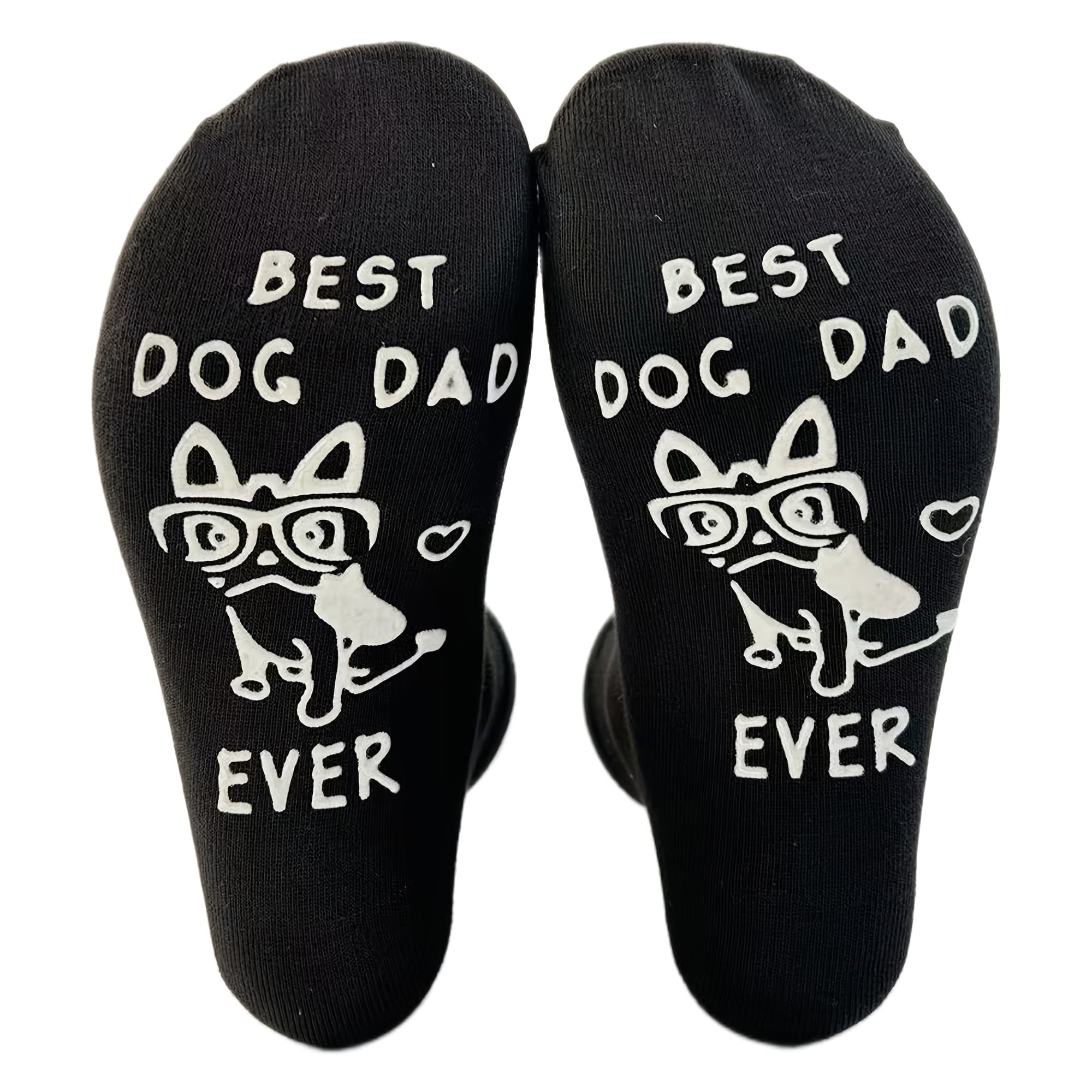 TEMU 1 Pair Of "best Dog Dad" Fun Dispensing Socks, Showcasing The Of A Poop- Dad. Features A Paw Print With A Dog Wearing Glasses And The Slogan "best Dog Dad Ever," Making It The For Pet Lovers