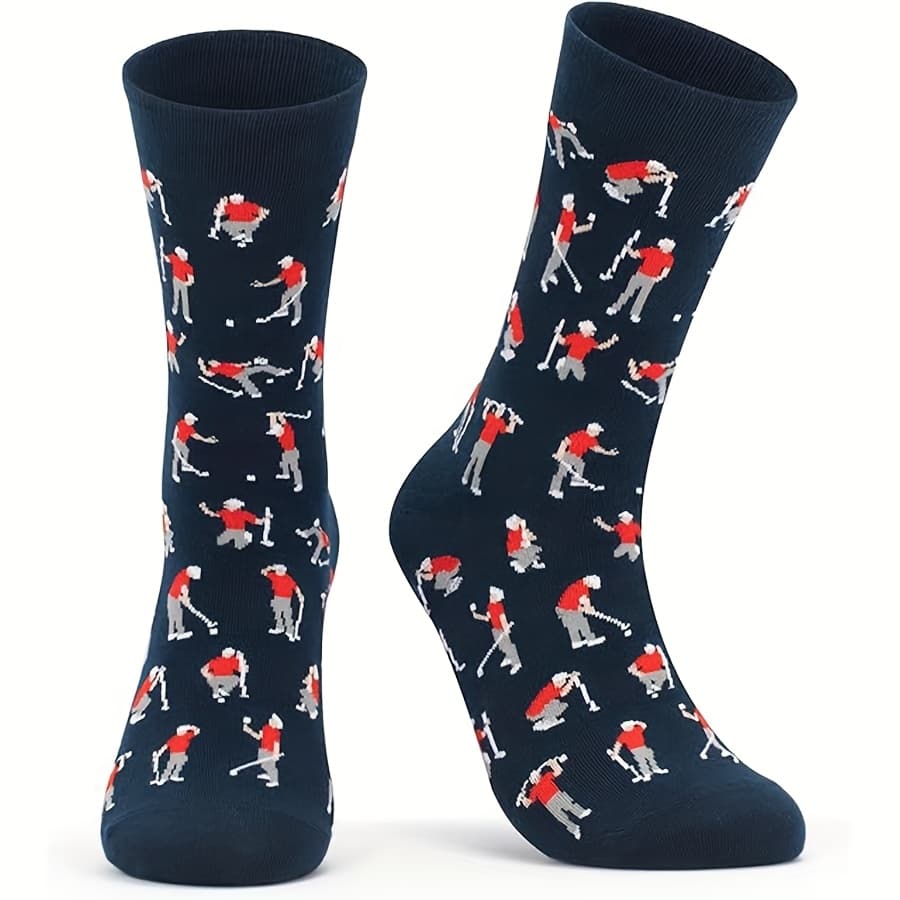 TEMU Men's Mid-calf Socks, Autumn And Winter Style, Women's Golf Gift, Jacquard Socks, Trendy Socks, Fun Gift, Sports Socks, High- Socks For Daily Use