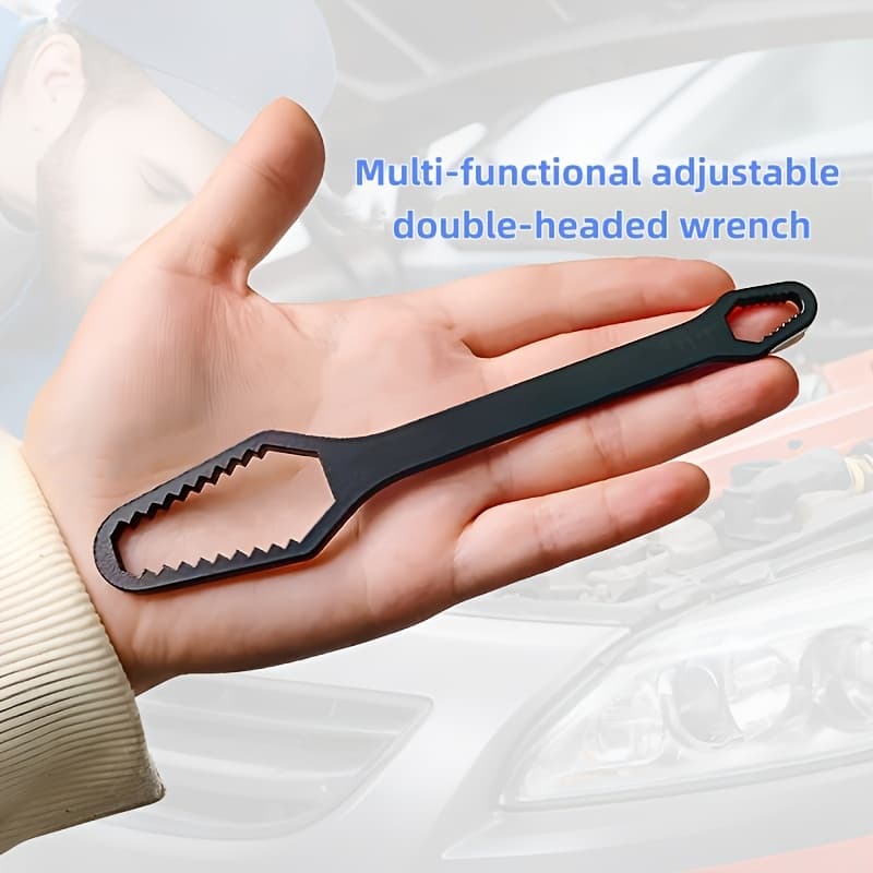 TEMU 1 Multifunctional Black 5mm Thick T-shaped Wrench, Adjustable Self Tightening Double Head Wrench, Wrench Diameter 3-17mm, Portable Hand Tool For Automobiles And Household Use