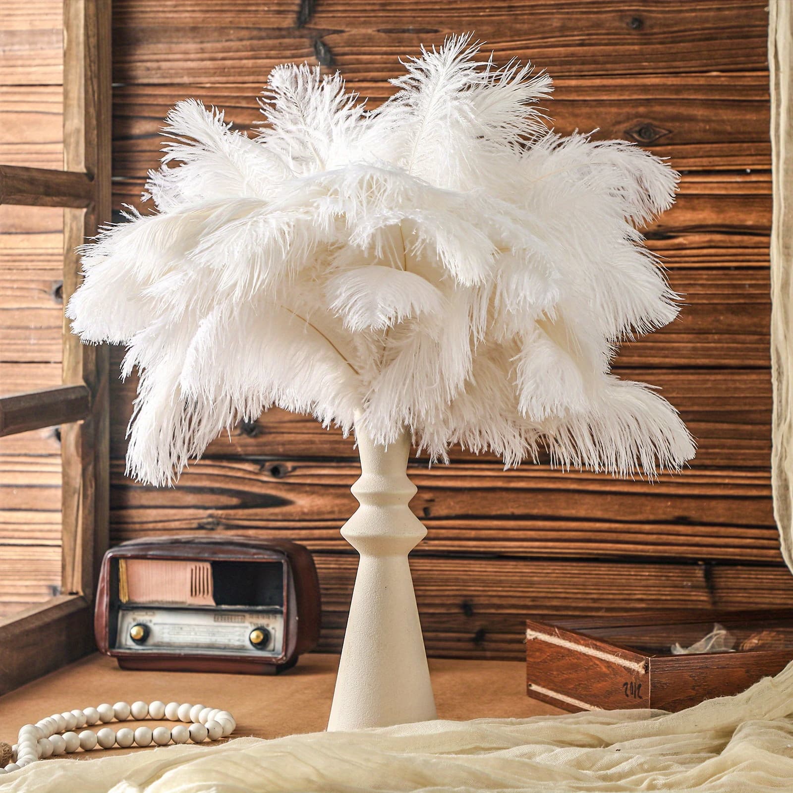 TEMU 200pcs 3 Set Natural Ostrich Feathers Bulk Plumes Flower Arrangement And Home Decoration 6-8/8/10-12/12-14 Inch Feathers For Wedding Party Centerpieces Vases Diy Crafts Hats Decor(white)