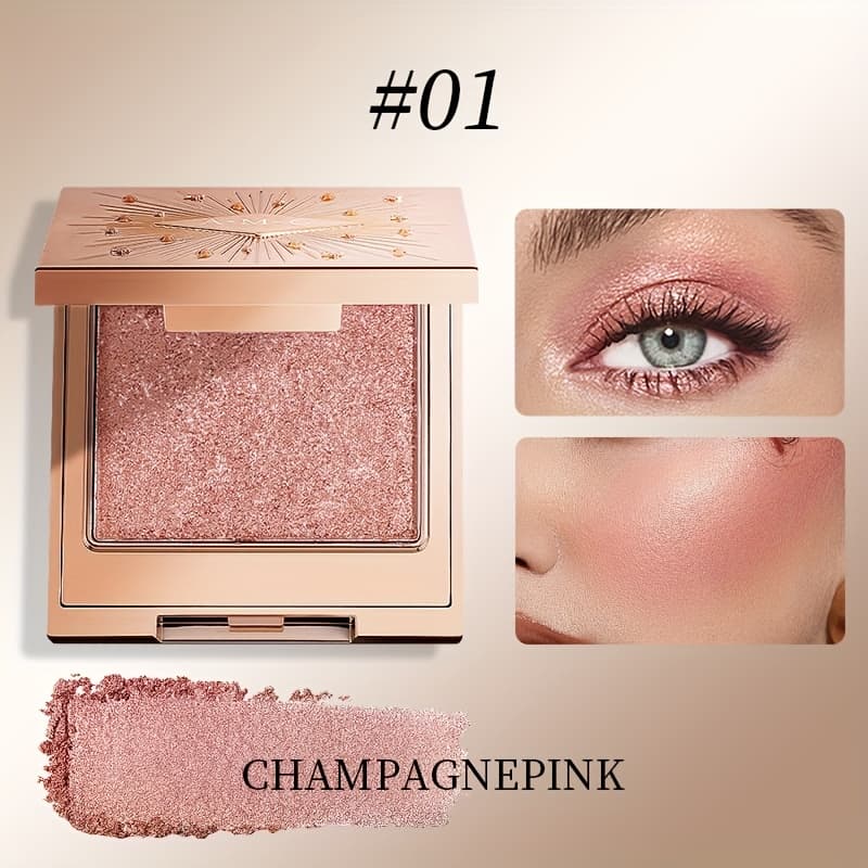 TEMU A. M. G. Monochrome Sparkle Highlight Eyeshadow - Glitter Finish, Coral Tone, Easy Application, Long-lasting Eye Makeup, Eyeshadow Palette|coral Highlighter|vibrant Color