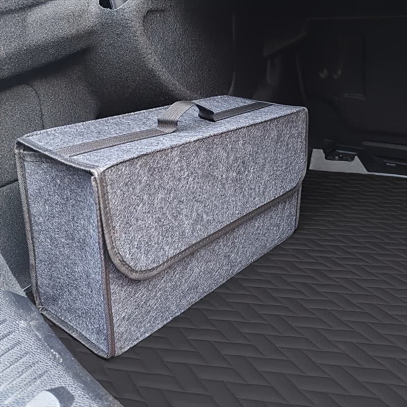 TEMU 1pc Car Storage Box, Portable, Foldable Car Trunk Organizer, Felt Cloth Storage Box, Car Interior Stowing Tidying Container Bag, Car Organizer