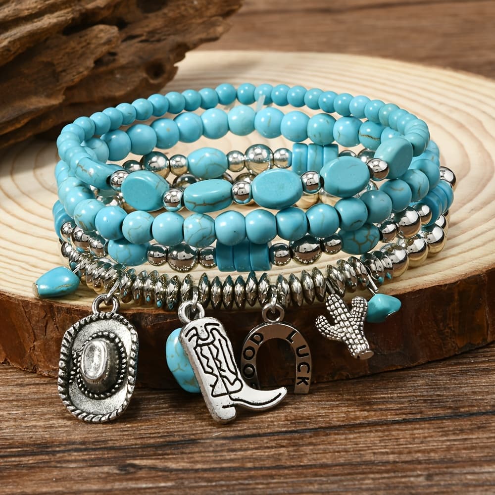 TEMU 4pcs Set New Beaded Cactus Hat High 's And Women's Bracelet Hand String Valentine's Day Gift Suitable For Daily Wear And Gift
