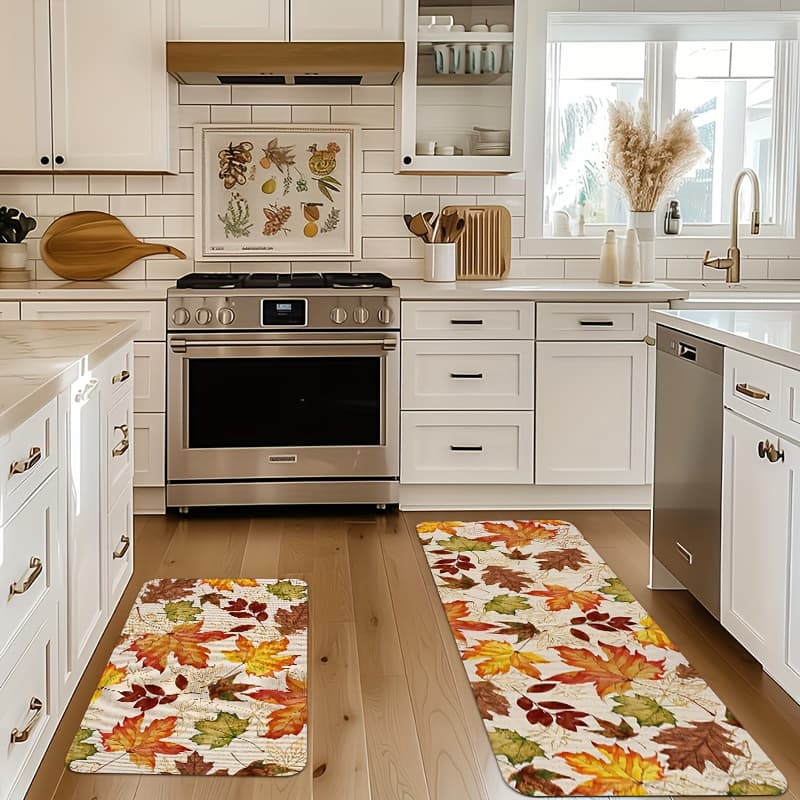 TEMU 2/3pcs Of Kitchen Rugs, Artistic With Falling , Flannel Material, Suitable For Bedroom, Living Room, Dining Room, Bathroom, Entrance