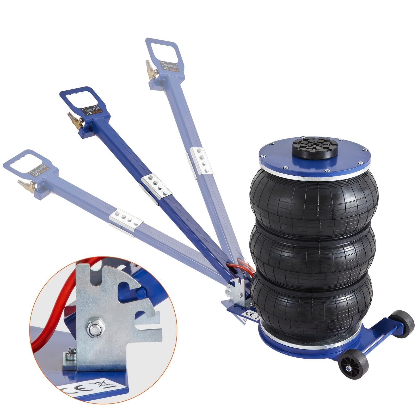 TEMU Happybuy Air Jack, 5 Ton/11000 Lbs Air Jack, Airbag Jack With 6 Steel Pipes, Lift Up To Inch/470mm, 3-5 Lifting Pneumatic Jack, With Adjustable Handle For Car, Garage, Repair