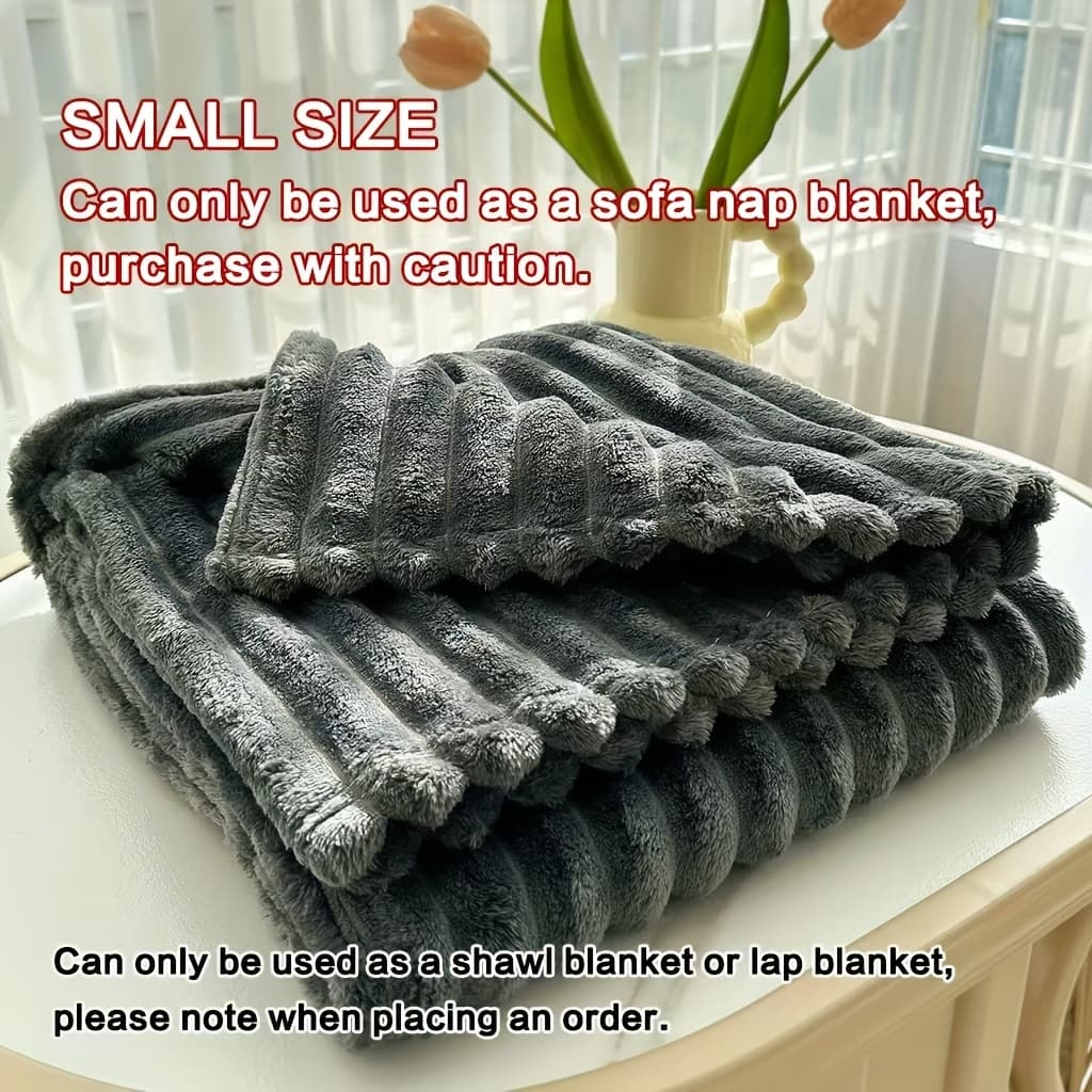 TEMU Thick Fleece Blanket | , 3d Faux Rabbit Fur, Double-sided, Ideal For All , Home, Office, Travel, Camping, Gift For