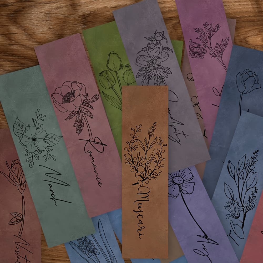 TEMU 30pcs Minimalist Floral English Bookmarks Book Page Labels Journal Notebook Decorative Markers Paper Bookmarks