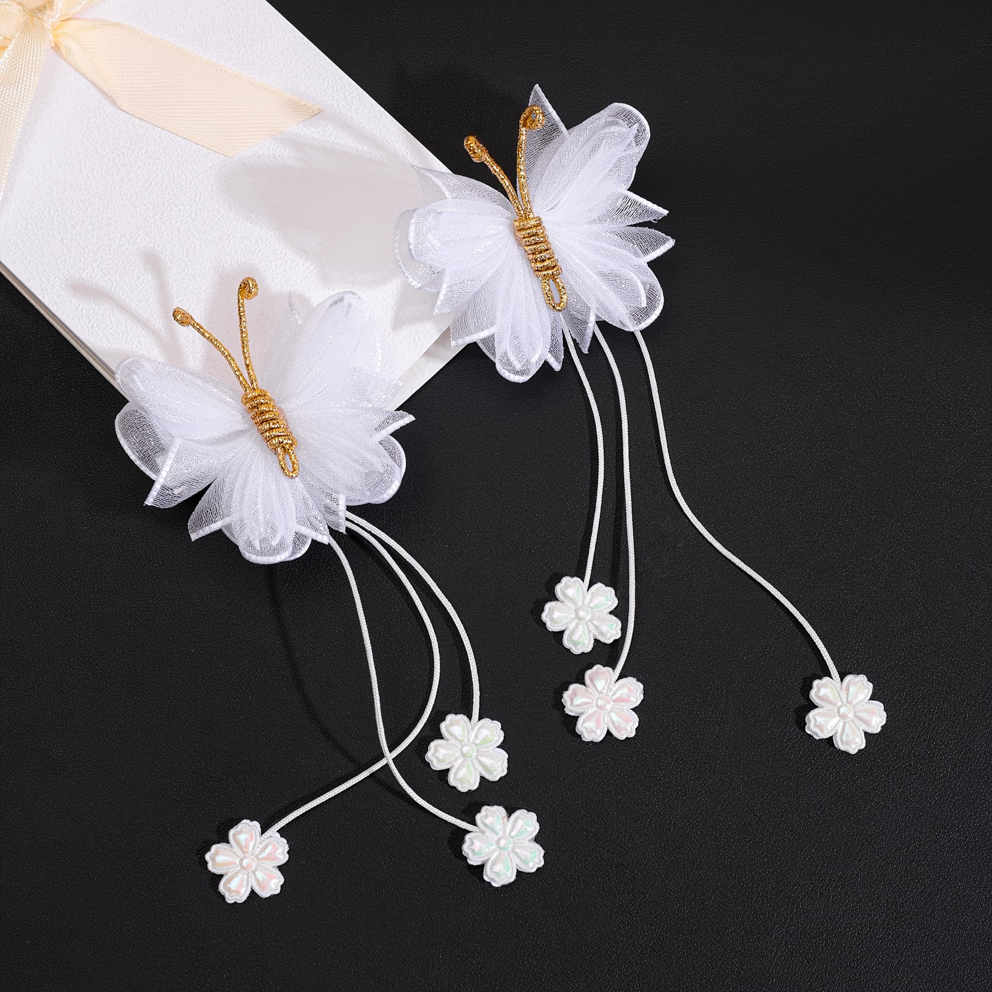 TEMU 2pcs Tulle Hair Clips For Women Elegant Floral Hair Barrettes Nonslip Clips Accessories For Women