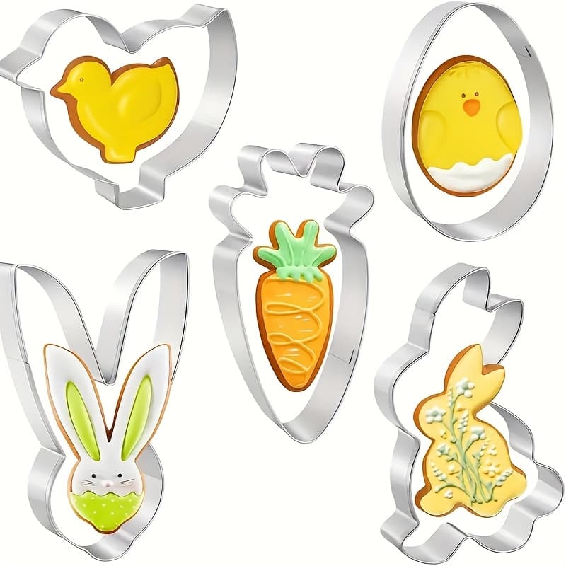 TEMU 5pcs/set, Stainless Steel Biscuit Mold Set, Easter Themed Series Stainless Steel Biscuit Mold, Baking Tool