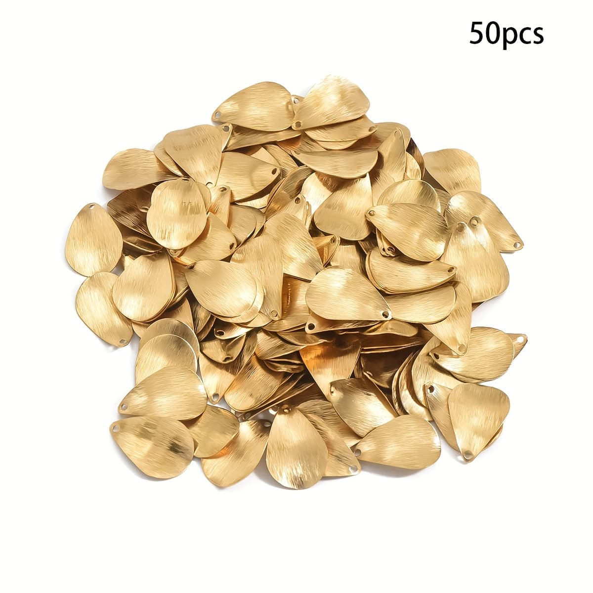TEMU 20pcs/50pcs Primitive Brass Bracelet Necklace Making Accessories Single Hole Geometric Curved Surface Brushed Water Drop Pendant