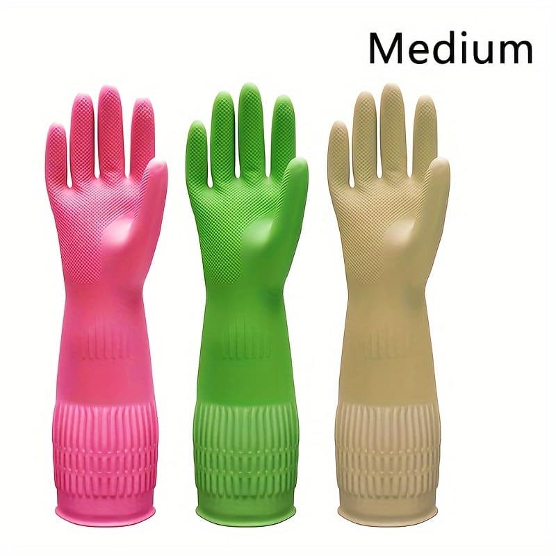 TEMU [3 Pair ] 3 Pair Ultra-protective Premium Cleaning Gloves | Waterproof, Slip-resistant, Heavy-duty For Kitchen, Dishwashing, Laundry | Durable, Quick-drying,