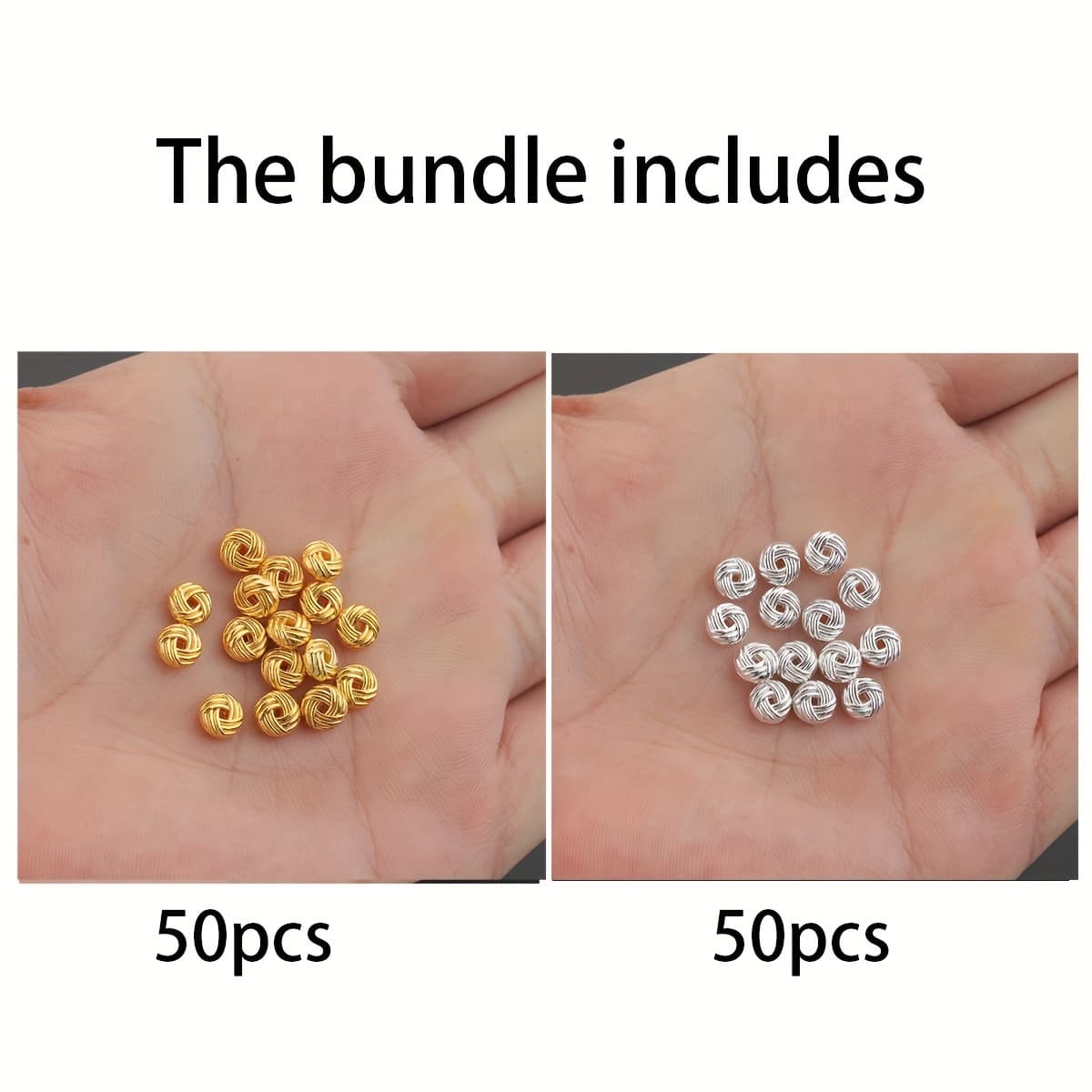 TEMU 50pcs & Alloy Spacer Beads - Wire Ball Charms For Diy Necklaces, Bracelets & Jewelry Crafting Accessories
