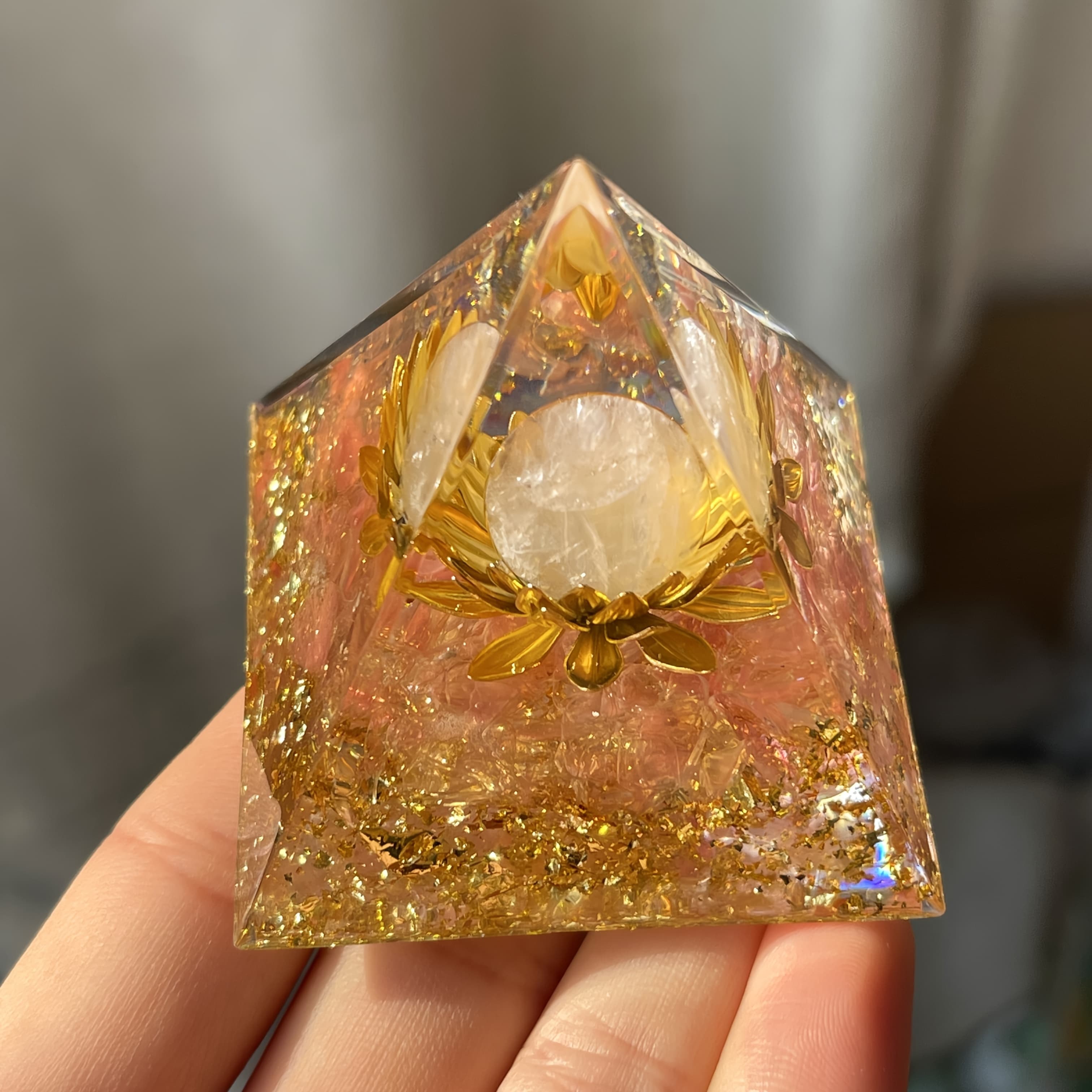 TEMU Rose Quartz Sphere Pyramid: Rose Quartz Kneads Moonlight Into A Sphere, Letting It Rest By For Lotus. Each Refracted Is A Love Letter From , Tucking And Corners Of Life.