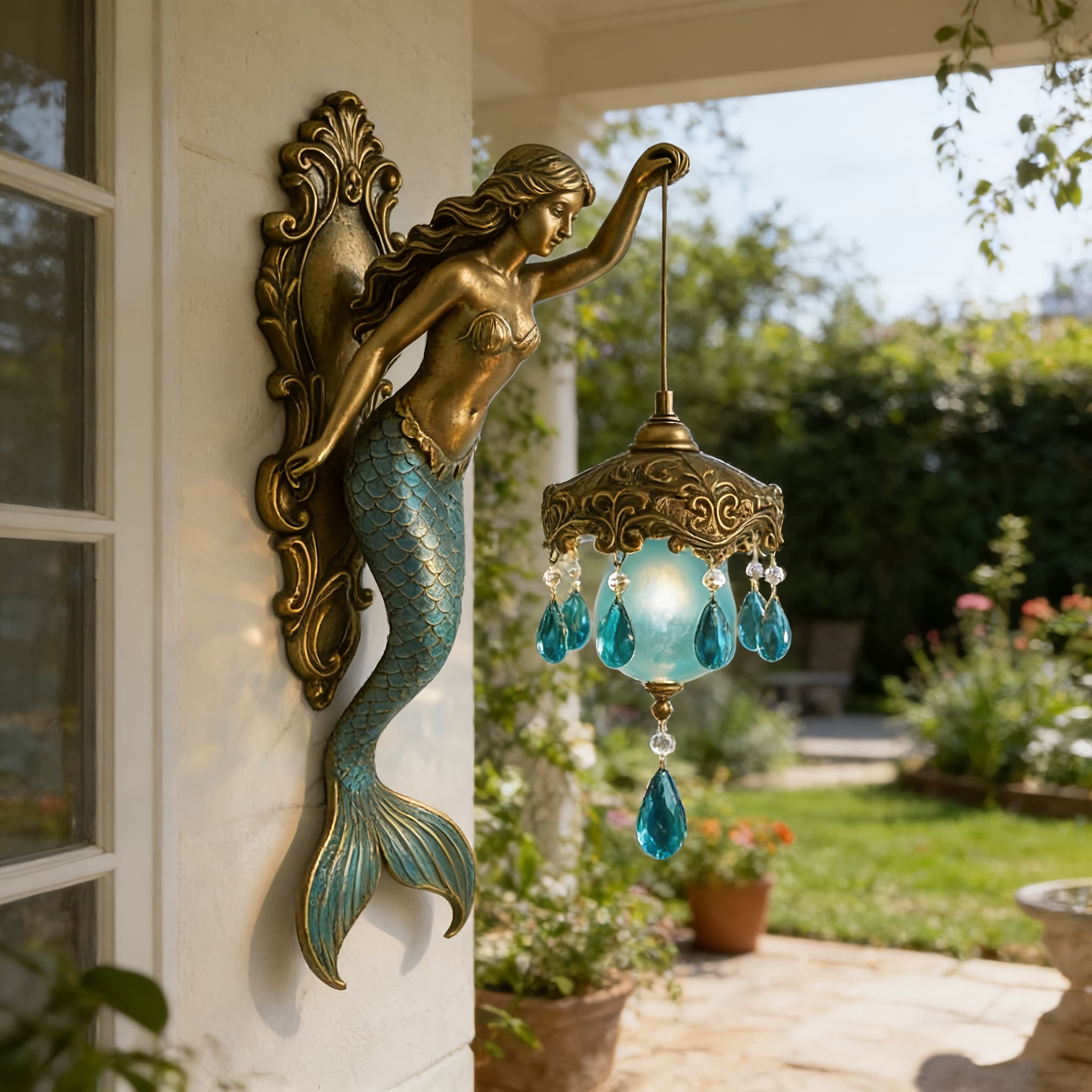 TEMU Garden Outdoor Statue Light, Wall-mounted Wireless Design, Battery-powered, Ideal For Decorative Lighting In Gardens, , Bedrooms, And Home Offices, Perfect As A Holiday Gift