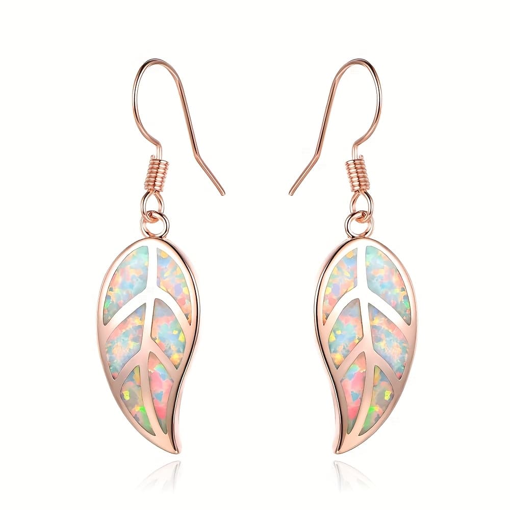 TEMU Exquisite And Elegant Bohemian Style Leaf Earrings For Women Vacation Wearing Sweet Earrings For Parties Romantic Jewelry
