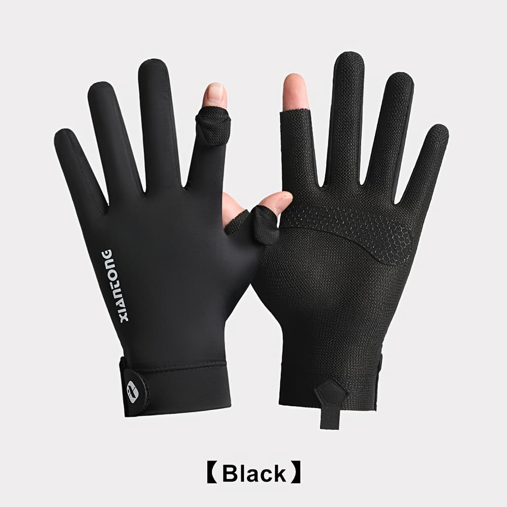 TEMU 1 Pair Free Size Spring Summer Thin Elastic Breathable Long Finger Outdoor Sport Gloves For Men And Women, Anti-slip Touch Screen, 2 Fingers