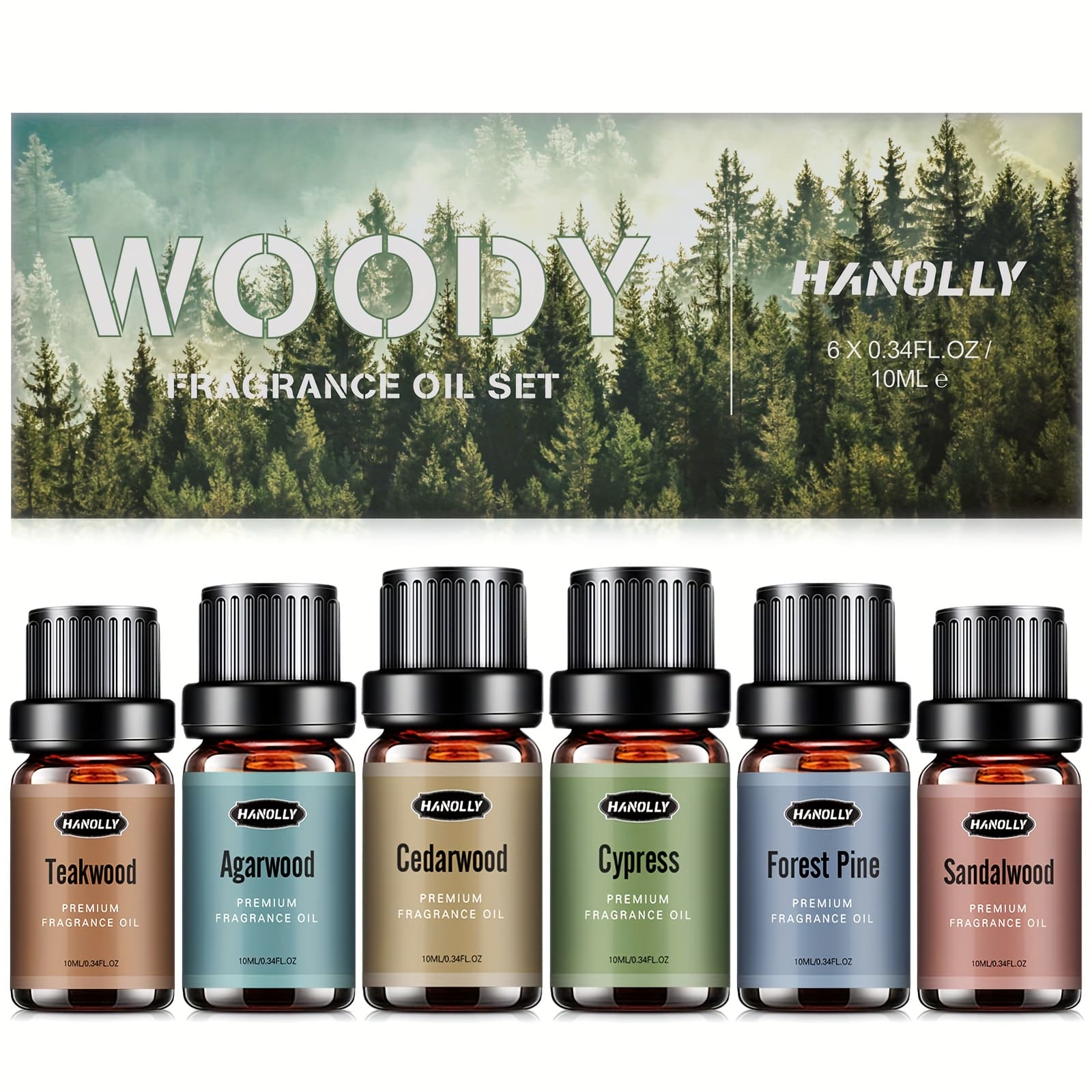 TEMU 6pcs 10ml Essential Oils Set, Scents Fragrance Oil Set For Diffuser, Sandalwood, , , Agarwood, , Oils