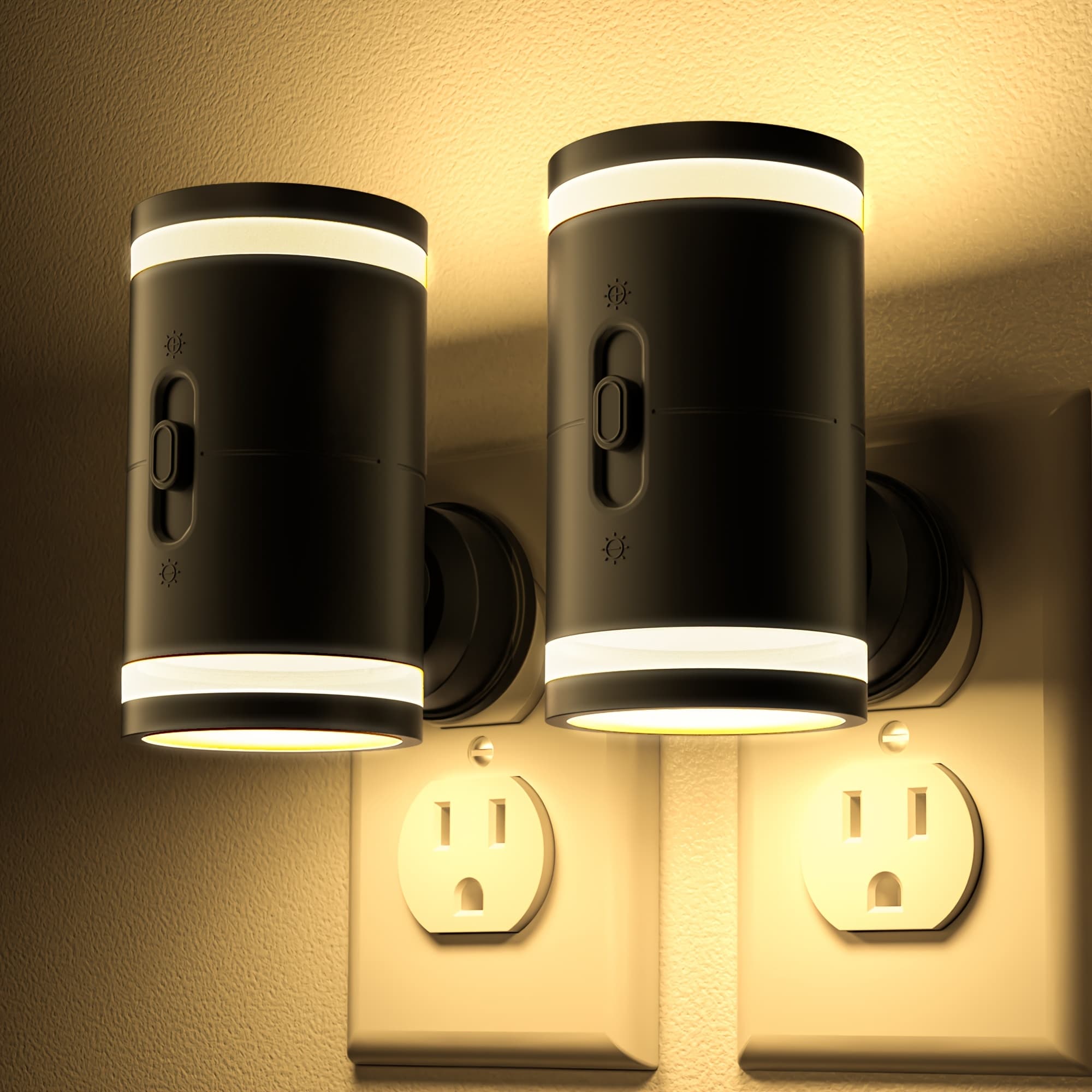 TEMU 2/4pcs Led Night Lights, Plug-in With Dusk-to-dawn Sensor, 5-120lm Adjustable Brightness, 3000k Warm White, Modern Night Light Ideal For Hallway, Bedroom, Stair, Bathroom, Toddler Room