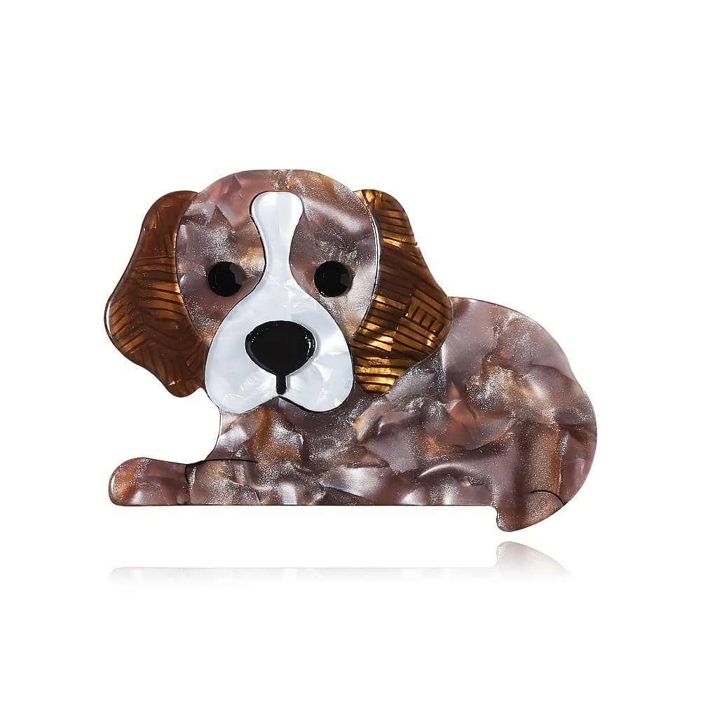 TEMU Handmade Acrylic Animal Dog Brooches For Women Men Lovely Sitting Pet Casual Party Brooch Pin Gifts Jewelry Accessories