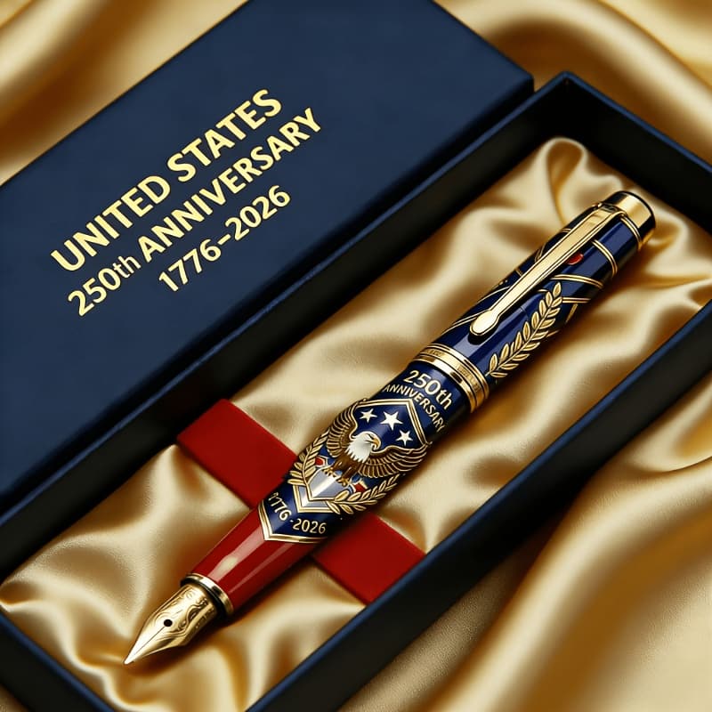 TEMU High-end Creative American 250th Anniversary Retractable Ballpoint Pen, Comes With An Exquisite Gift Box, Metal Pen Body, Creatively Designed For Stress Relief And Retractable Use, Gift Pen