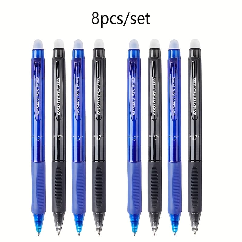 TEMU Set Of 8 Fine Writing Instruments, Featuring A Creative Large-capacity Erasable Pen Collection With 0.5mm Tips In Multiple Colors, Designed For Art, Painting, And Office Use