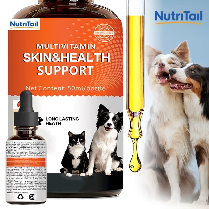 TEMU Nutritail 50ml Multivitamin Oral Liquid, A Universal Liquid Supplement For Cats And Dogs, Is Rich In Multiple Vitamins. - Skin And Hair Health, Gently For Pet Skin, And A Great Partner For Care.