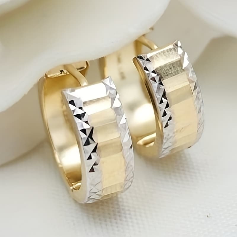 TEMU 1 Pair Of Elegant Golden Hammer Earrings, High-end Jewelry Women's Earrings With Luxurious Middle Eastern Style, Hand Carved Patterns, Weddings, Parties, And Casual Wear, Cute Earrings