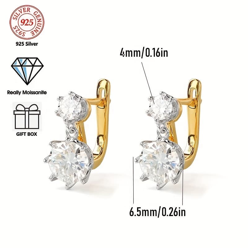 TEMU S925 Sterling Silver With Screw Back Wedding, Birthday, Anniversary, New Year Gift, Gift, Hip Hop